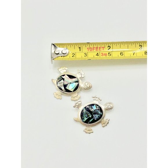 Vintage Alpaca Silver Mexico Turtle Pin Brooch with Abalone Shell & Stone Inlay - Picture 7 of 7